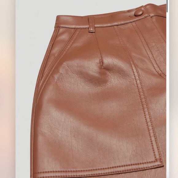 Aritzia Brown Vegan Leather Pants - Picture 3 of 4